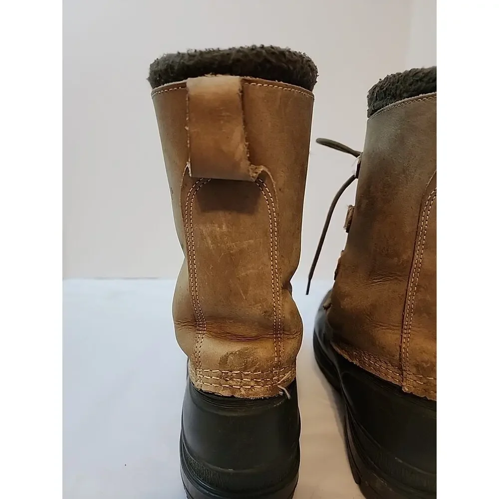 Ll Bean Mens Duck Boots Winter Insulated Size 7 Brown Leather Rubber Wool